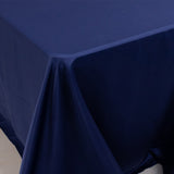 90x156inch Navy Blue Seamless Lamour Satin Rectangle Tablecloth for 8 Foot Table