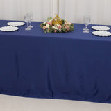 90x156inch Navy Blue Seamless Lamour Satin Rectangle Tablecloth for 8 Foot Table