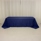 90x156inch Navy Blue Seamless Lamour Satin Rectangle Tablecloth for 8 Foot Table