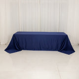 90x156inch Navy Blue Seamless Lamour Satin Rectangle Tablecloth for 8 Foot Table