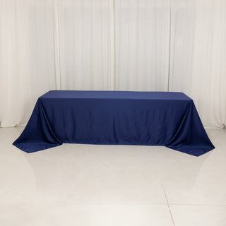 <h3 style="margin-left:0px;"><strong>Luxurious Navy Blue Lamour Satin Rectangle Tablecloth 90"x156"</strong>