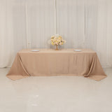 90x156inch Nude Seamless Lamour Satin Rectangle Tablecloth for 8 Foot Table