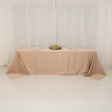 90x156inch Nude Seamless Lamour Satin Rectangle Tablecloth for 8 Foot Table