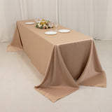 90x156inch Nude Seamless Lamour Satin Rectangle Tablecloth for 8 Foot Table