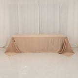 90x156inch Nude Seamless Lamour Satin Rectangle Tablecloth for 8 Foot Table