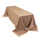 90x156inch Nude Seamless Lamour Satin Rectangle Tablecloth for 8 Foot Table