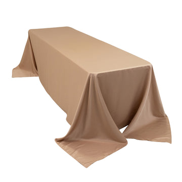 90"x156" Nude Seamless Lamour Satin Rectangle Tablecloth for 8 Foot Table With Floor-Length Drop