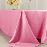 90x156inch Pink Seamless Lamour Satin Rectangle Tablecloth for 8 Foot Table