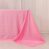 90x156inch Pink Seamless Lamour Satin Rectangle Tablecloth for 8 Foot Table