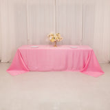 90x156inch Pink Seamless Lamour Satin Rectangle Tablecloth for 8 Foot Table