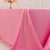 90x156inch Pink Seamless Lamour Satin Rectangle Tablecloth for 8 Foot Table