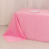 90x156inch Pink Seamless Lamour Satin Rectangle Tablecloth for 8 Foot Table