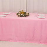 90x156inch Pink Seamless Lamour Satin Rectangle Tablecloth for 8 Foot Table