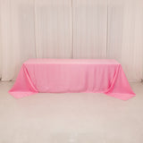 90x156inch Pink Seamless Lamour Satin Rectangle Tablecloth for 8 Foot Table