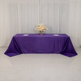 90x156inch Purple Seamless Lamour Satin Rectangle Tablecloth for 8 Foot Table