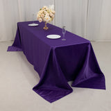 90x156inch Purple Seamless Lamour Satin Rectangle Tablecloth for 8 Foot Table