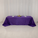 90x156inch Purple Seamless Lamour Satin Rectangle Tablecloth for 8 Foot Table