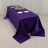 90x156inch Purple Seamless Lamour Satin Rectangle Tablecloth for 8 Foot Table