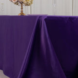 90x156inch Purple Seamless Lamour Satin Rectangle Tablecloth for 8 Foot Table