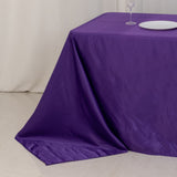 90x156inch Purple Seamless Lamour Satin Rectangle Tablecloth for 8 Foot Table