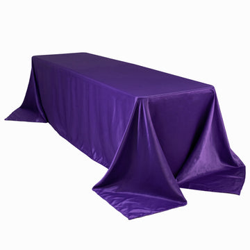 Lamour Satin 90"x156" Rectangle Tablecloth Purple - Luxurious, Soft Seamless Table Cover