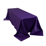 90x156inch Purple Seamless Lamour Satin Rectangle Tablecloth for 8 Foot Table