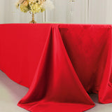 90x156inch Red Seamless Lamour Satin Rectangle Tablecloth for 8 Foot Table