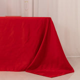 90x156inch Red Seamless Lamour Satin Rectangle Tablecloth for 8 Foot Table