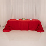 90x156inch Red Seamless Lamour Satin Rectangle Tablecloth for 8 Foot Table