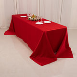 90x156inch Red Seamless Lamour Satin Rectangle Tablecloth for 8 Foot Table