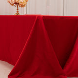 90x156inch Red Seamless Lamour Satin Rectangle Tablecloth for 8 Foot Table