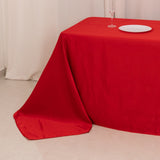 90x156inch Red Seamless Lamour Satin Rectangle Tablecloth for 8 Foot Table