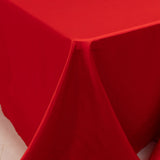 90x156inch Red Seamless Lamour Satin Rectangle Tablecloth for 8 Foot Table