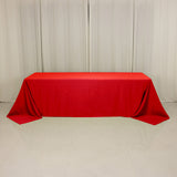 90x156inch Red Seamless Lamour Satin Rectangle Tablecloth for 8 Foot Table