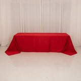 90x156inch Red Seamless Lamour Satin Rectangle Tablecloth for 8 Foot Table