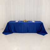 90x156inch Royal Blue Seamless Lamour Satin Rectangle Tablecloth for 8 Foot Table