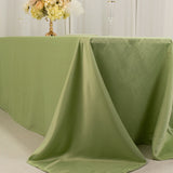 90x156inch Sage Green Seamless Lamour Satin Rectangle Tablecloth for 8 Foot Table