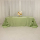 90x156inch Sage Green Seamless Lamour Satin Rectangle Tablecloth for 8 Foot Table