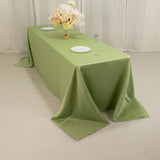 90x156inch Sage Green Seamless Lamour Satin Rectangle Tablecloth for 8 Foot Table