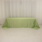 90x156inch Sage Green Seamless Lamour Satin Rectangle Tablecloth for 8 Foot Table