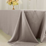 90x156inch Silver Seamless Lamour Satin Rectangle Tablecloth for 8 Foot Table