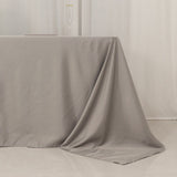 90x156inch Silver Seamless Lamour Satin Rectangle Tablecloth for 8 Foot Table