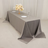 90x156inch Silver Seamless Lamour Satin Rectangle Tablecloth for 8 Foot Table