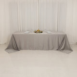 90x156inch Silver Seamless Lamour Satin Rectangle Tablecloth for 8 Foot Table