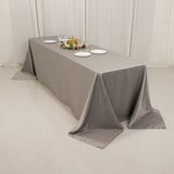 90x156inch Silver Seamless Lamour Satin Rectangle Tablecloth for 8 Foot Table