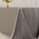 90x156inch Silver Seamless Lamour Satin Rectangle Tablecloth for 8 Foot Table