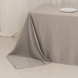 90x156inch Silver Seamless Lamour Satin Rectangle Tablecloth for 8 Foot Table