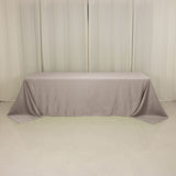 90x156inch Silver Seamless Lamour Satin Rectangle Tablecloth for 8 Foot Table