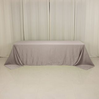 <h3 style="margin-left:0px;"><strong>Luxurious Silver Lamour Satin Rectangle Tablecloth 90"x156"</strong>