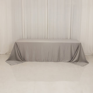 <h3 style="margin-left:0px;"><strong>Luxurious Silver Lamour Satin Rectangle Tablecloth 90"x156"</strong>